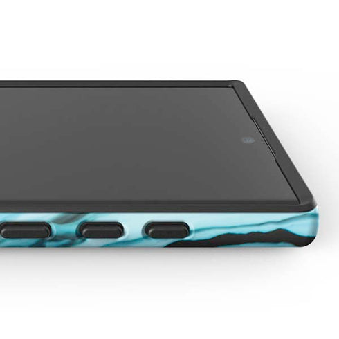 Aqua Blue Marble Ink Galaxy S25 Ultra Impact Case